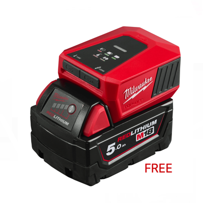 MILWAUKEE SPECIAL COMBO M18 TOP OFF Mini USB-C Charger Comes With 18V 5.0AH LI-ION BATTERY